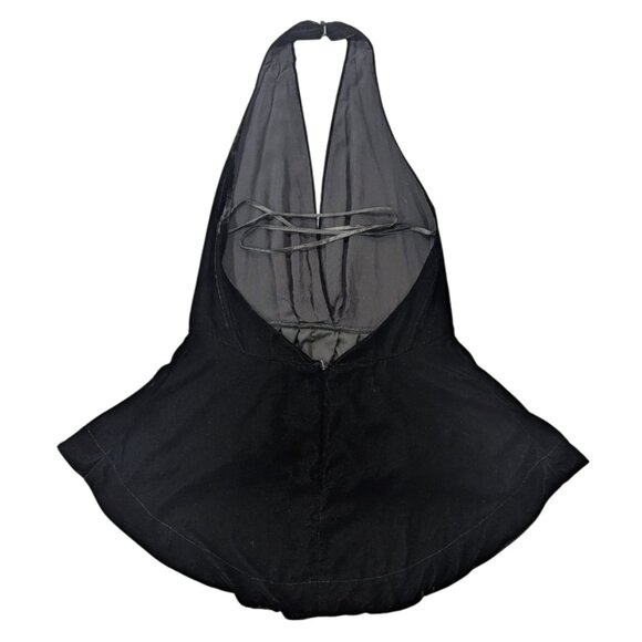 FREE PEOPLE Nicole Velvet Halter Top M -- Black -- Plunging V-Neck -- Open Back - Picture 6 of 12